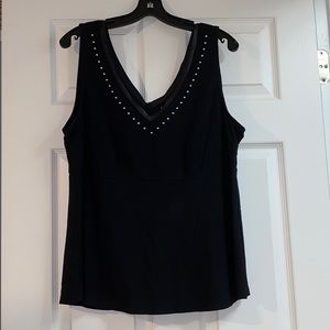 Black v-neck studded shirt
